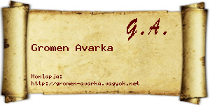 Gromen Avarka névjegykártya